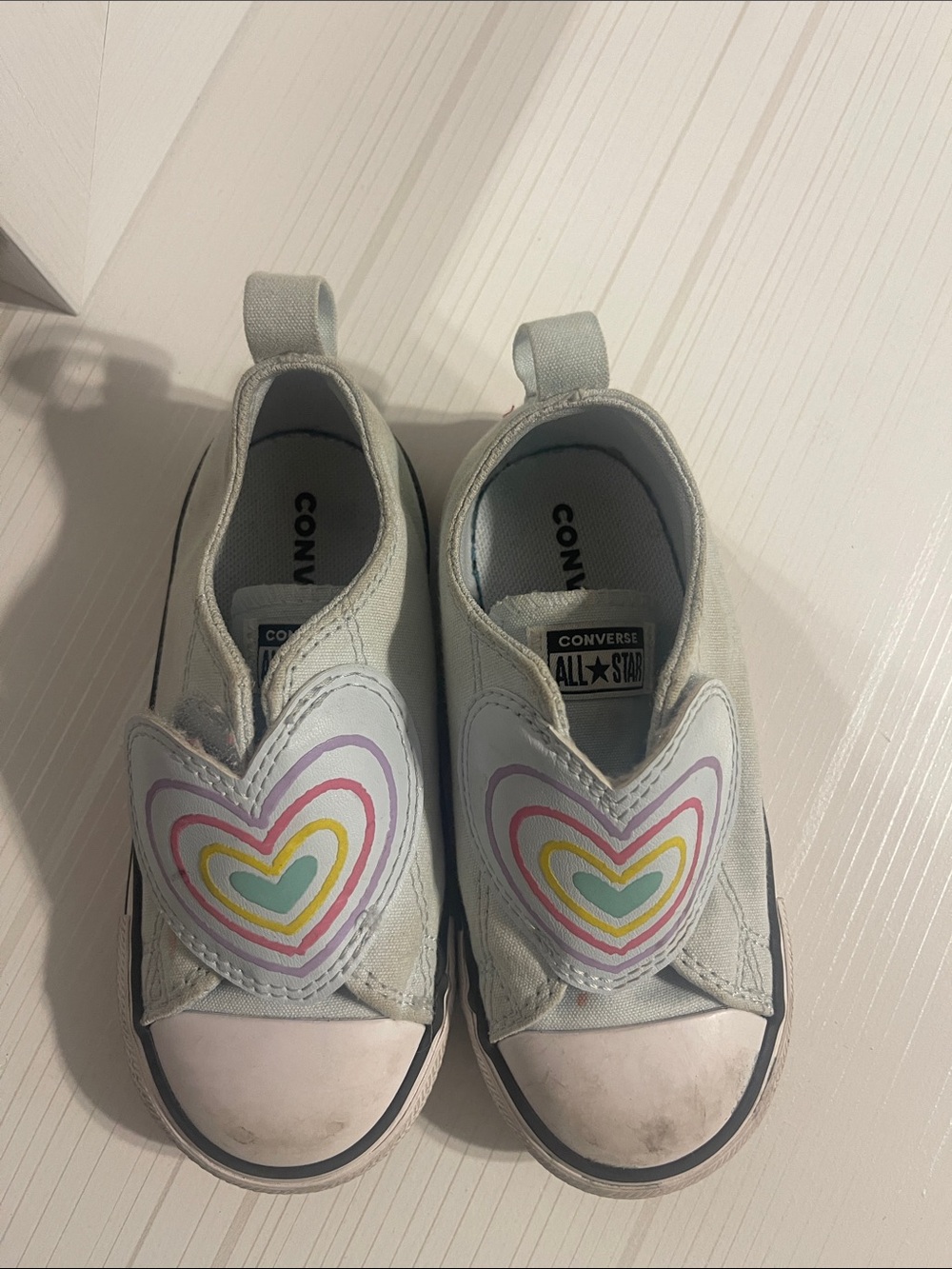 Converse Kids Slip-On Sneakers with Multicolor Heart Motif - White